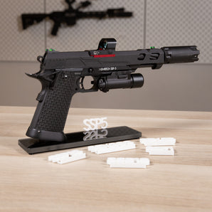 Novritsch Hi-Capa and Glock Pistol Stand, Glass Base - Black